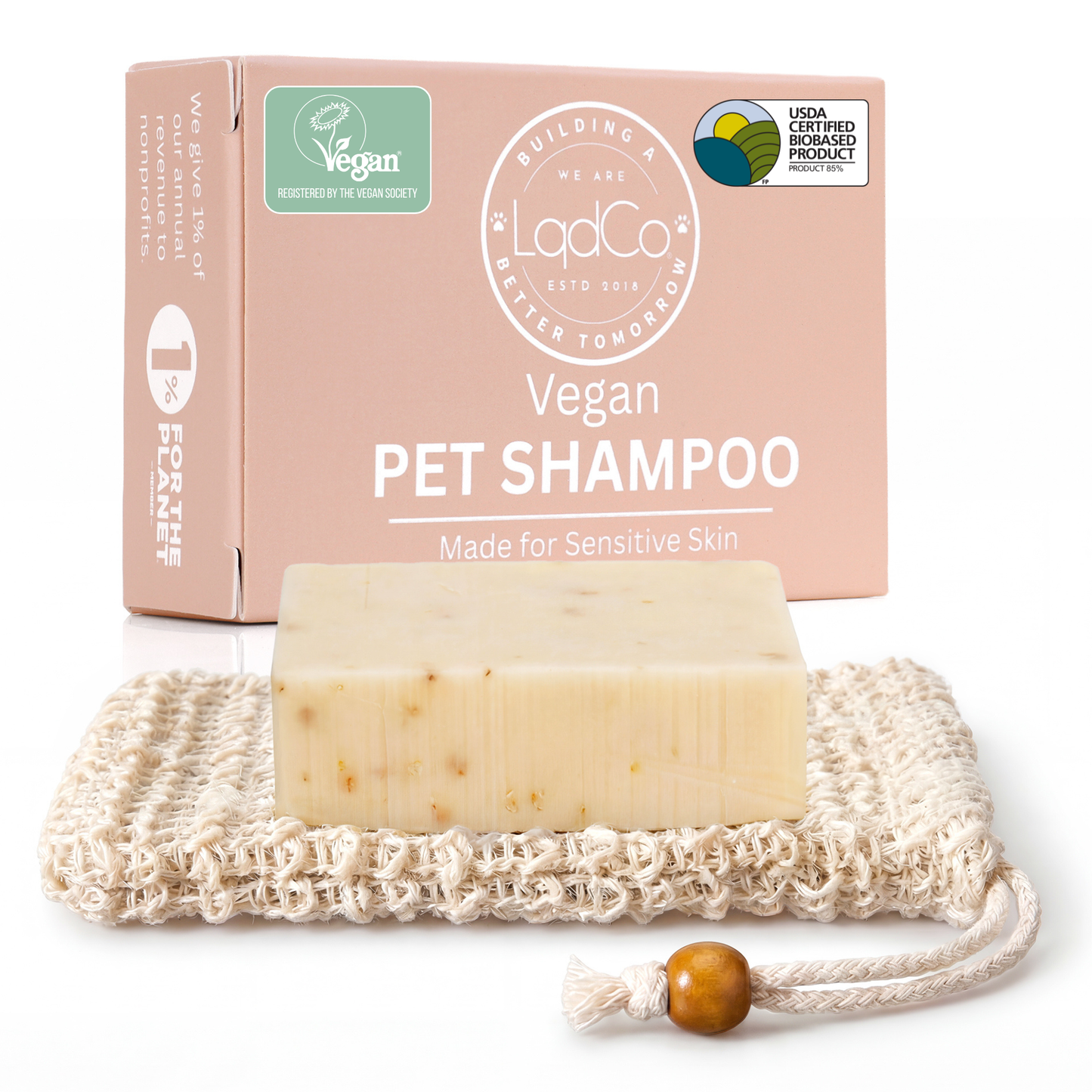 All Natural Vegan Pet Shampoo Bar for Sensitive Skin, USDA Certified BioBased with 82% biobased content.