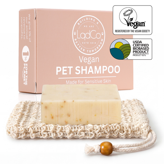 All Natural Vegan Pet Shampoo Bar for Sensitive Skin, USDA Certified BioBased with 82% biobased content.