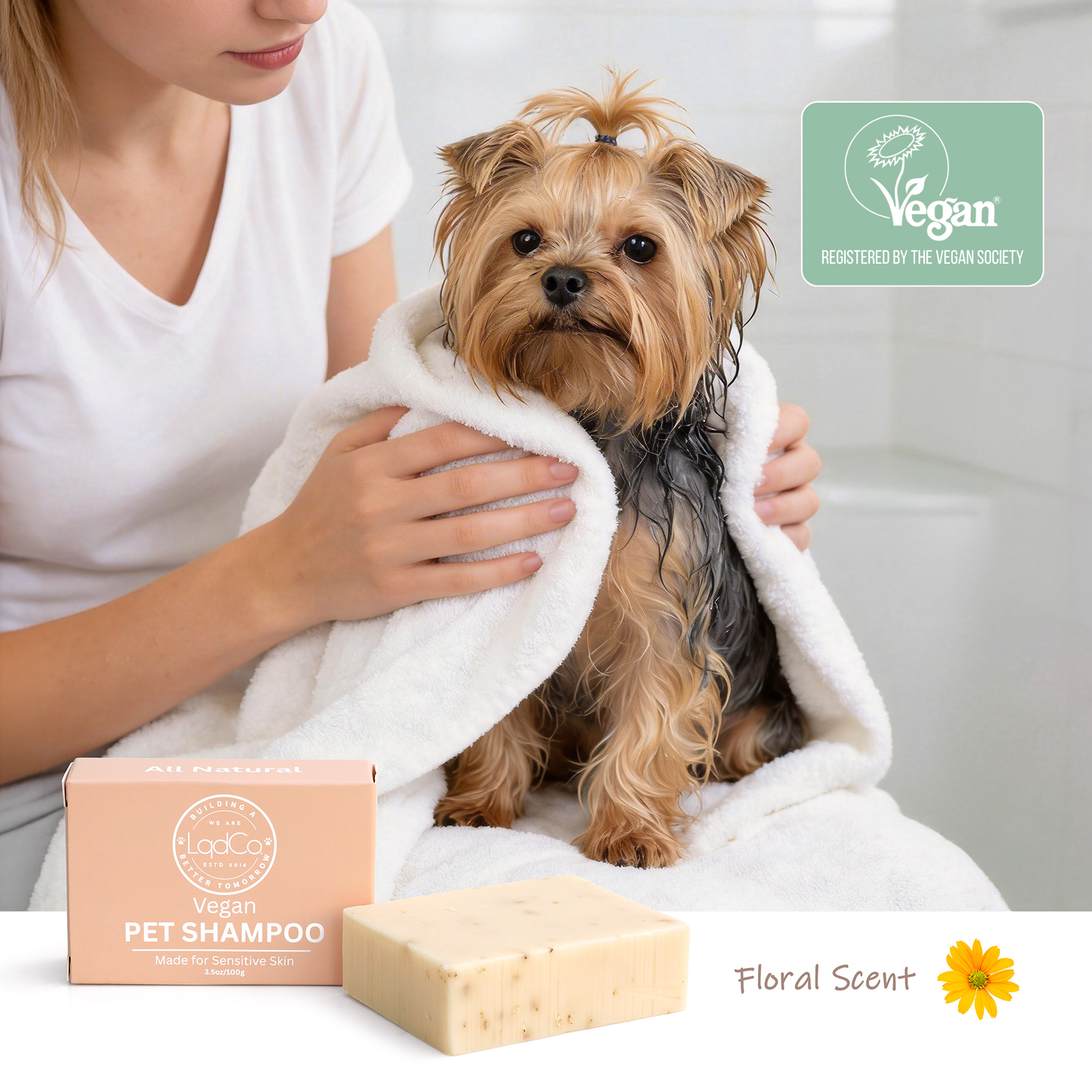 All Natural Vegan Pet Shampoo Bar for Sensitive Skin, USDA Certified BioBased with 82% biobased content.