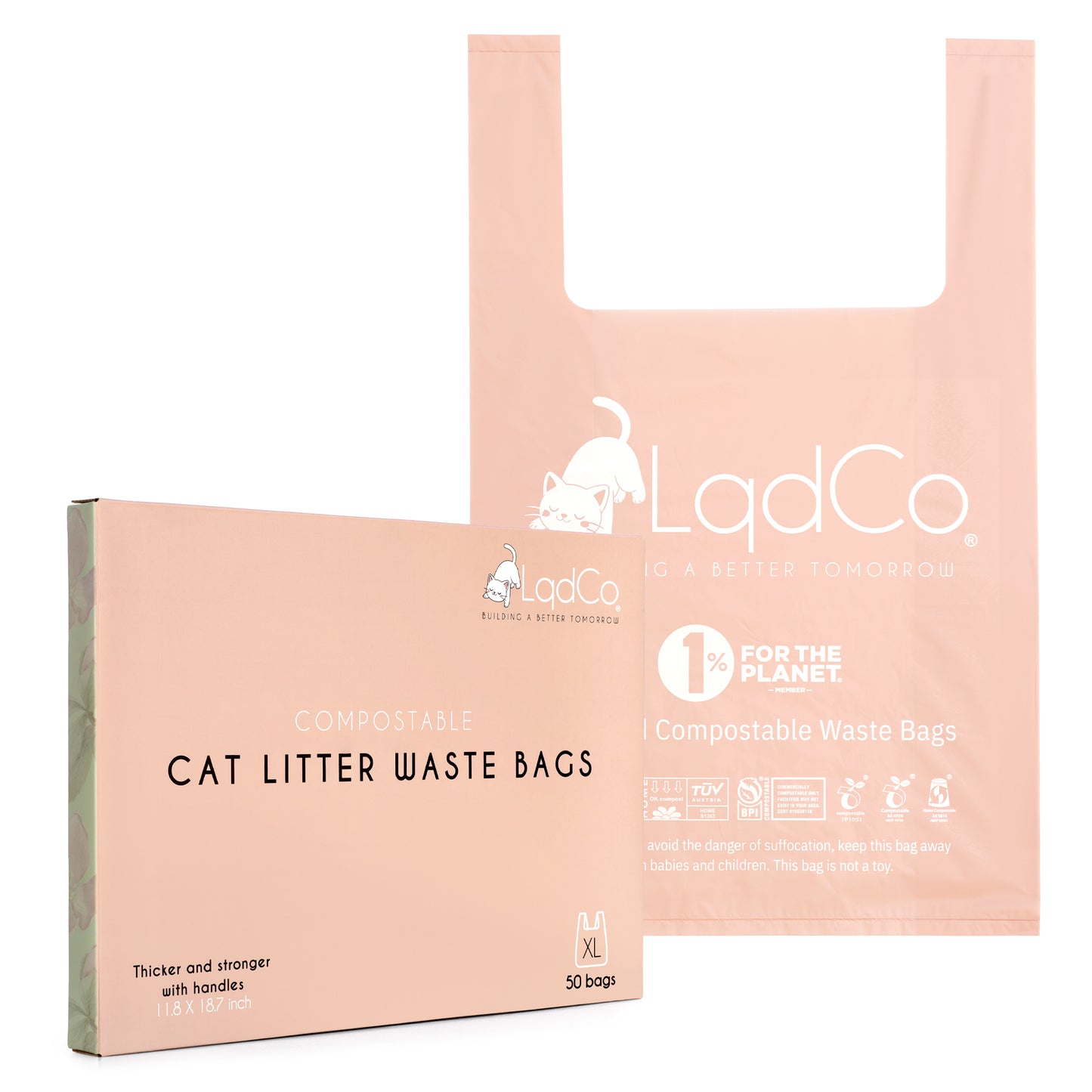 Bio-based cat litter waste bags are thicker and stronger — perfect for heavy waste. The XL size fits even the largest litter boxes, and the built-in handles make tying and carrying mess-free. Plus, the gentle lavender scent helps keep odors at bay.