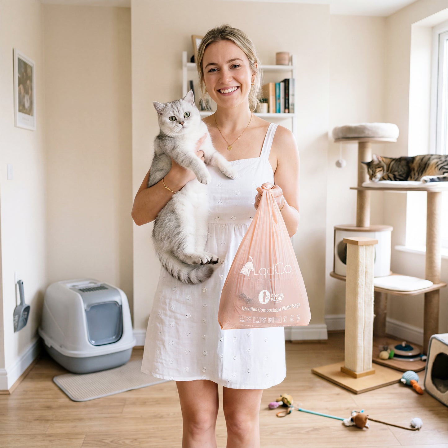 Bio-based cat litter waste bags are thicker and stronger — perfect for heavy waste. The XL size fits even the largest litter boxes, and the built-in handles make tying and carrying mess-free. Plus, the gentle lavender scent helps keep odors at bay.