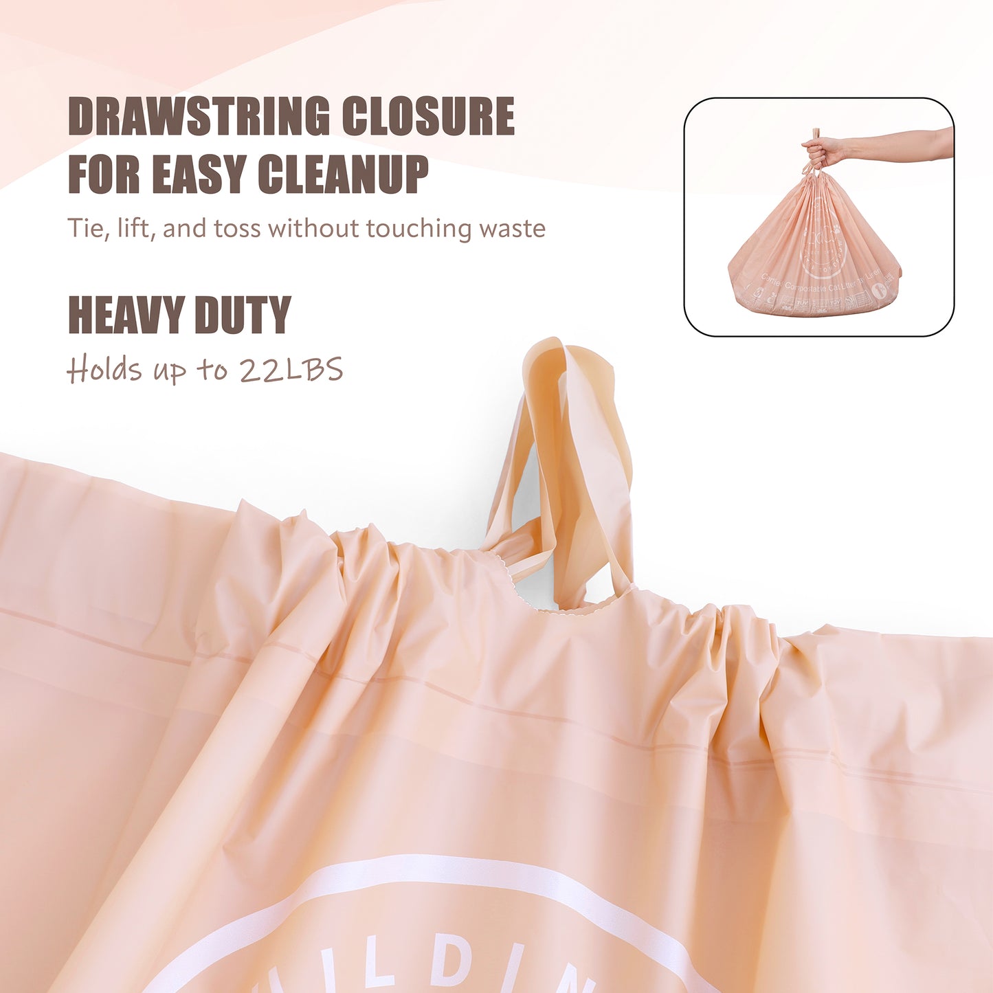 10 Plant-Based Home Compostable Cat Litter Box Liners, Jumbo XL 36" x 19" with Drawstring, Lavender Scented, Extra Thick