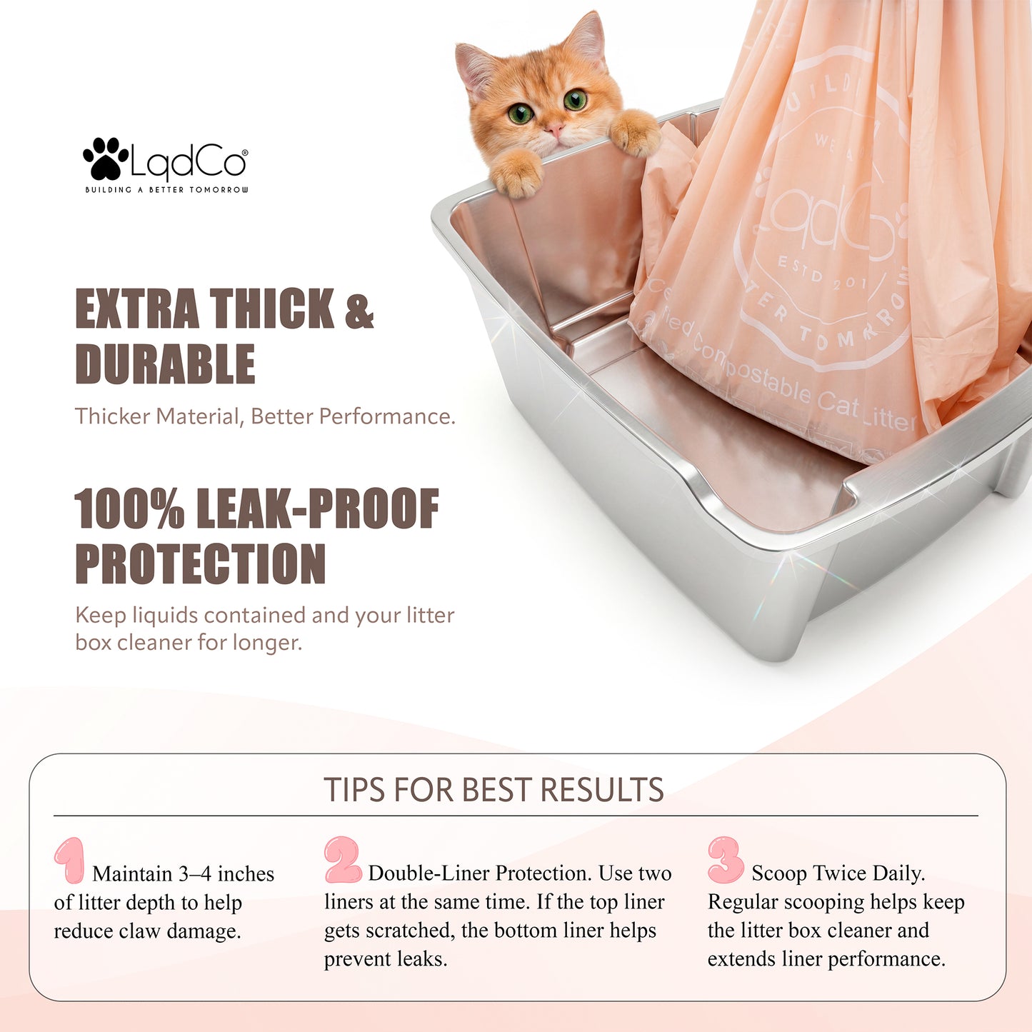 10 Plant-Based Home Compostable Cat Litter Box Liners, Jumbo XL 36" x 19" with Drawstring, Lavender Scented, Extra Thick