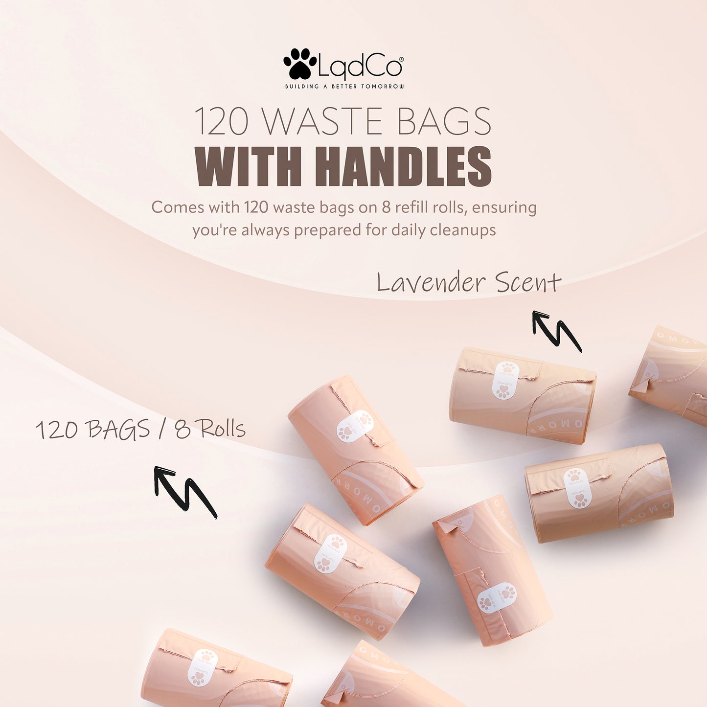 120 Plant-Based OK Home Compostable Poop Bags with Handles – Lavender Scented Extra-Long Pet Waste Bags for Cats & Dogs